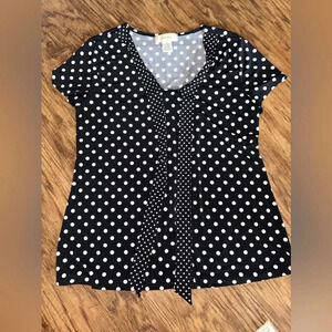 Diana Belle Polka Dot Blouse with Bow. Size small